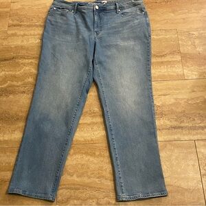 Melissa McCarthy Seven7 Jeans Size 20 Denim Blue Embroidered Pockets Straight
